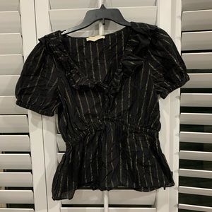 Michael Kors "Ruffle Lurex Blouse"